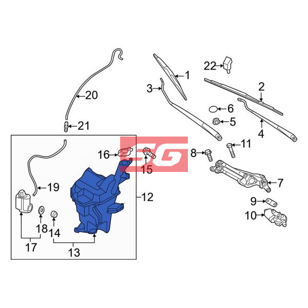 BÌNH NƯỚC XỊT KÍNH XE KIA CARNIVAL 2021-2026 | 98611R0100 - Ảnh 4